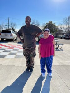 friends standing together outside